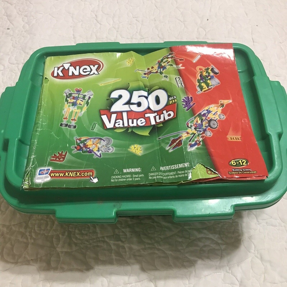 Mixed Lot K'nex Pieces Wheels over 3 lbs with storage Green Tub Manual